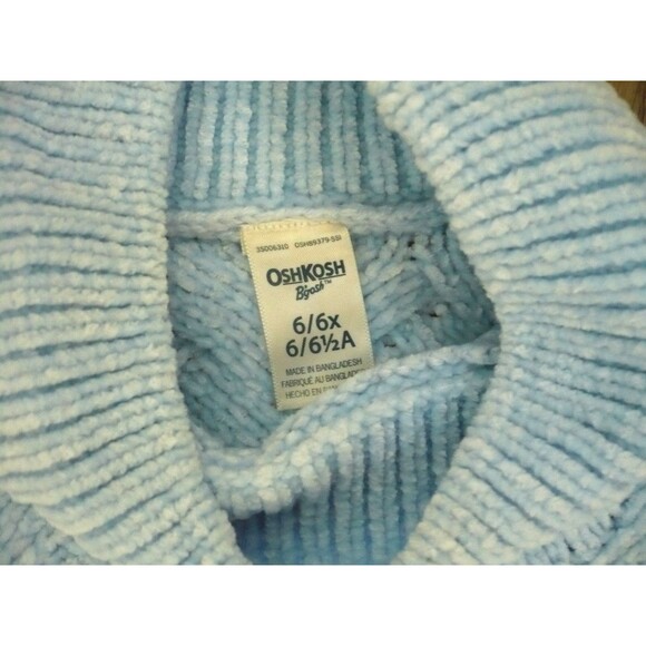 Osh Kosh B’gosh Girls Chenille Sweater Ice Blue Sz 6 6X Mock Neck Comfy Soft - Picture 8 of 9